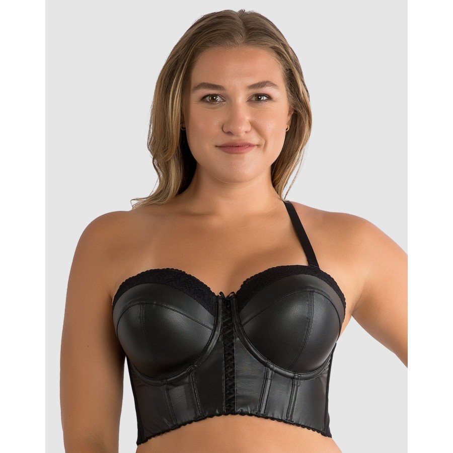 Bras Parfait | Stevie Faux Leather Longline Bustier Bra Top