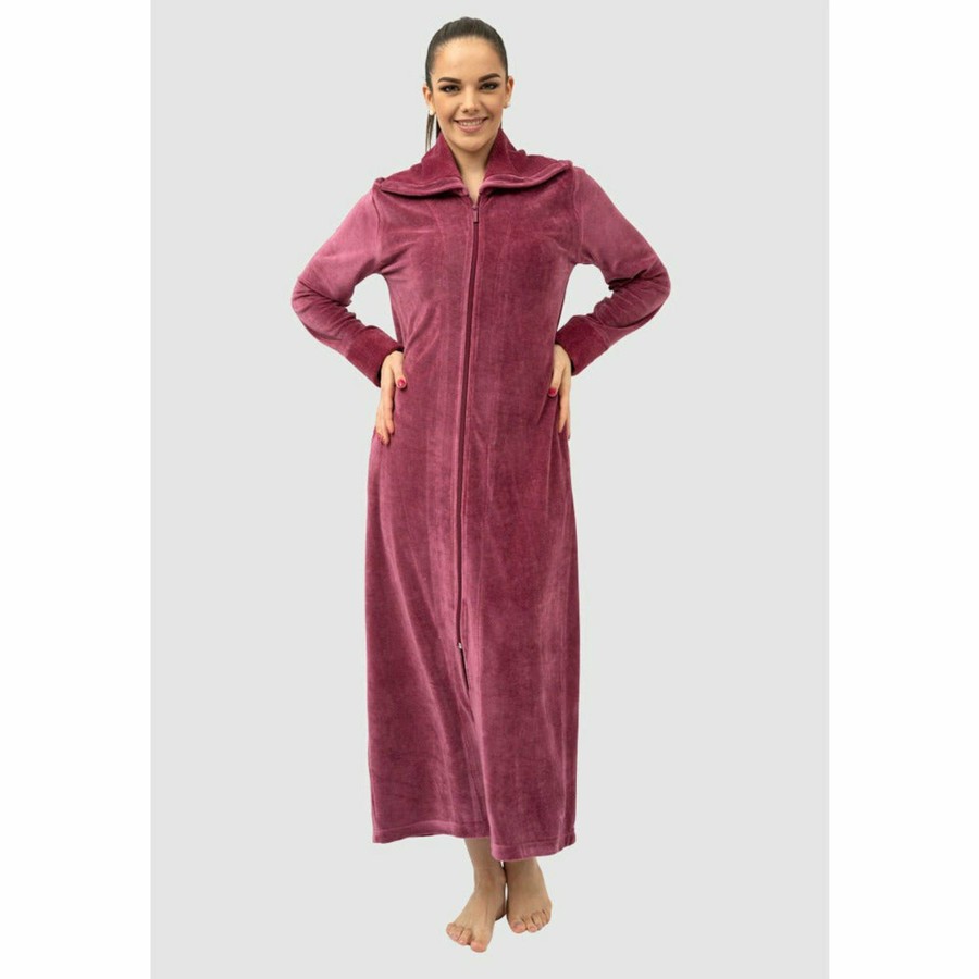 Sleepwear Belmanetti | Aspen Long Zip-Up Women'S Bamboo Velour Robe