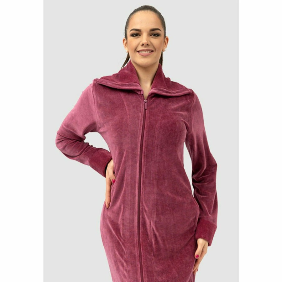 Sleepwear Belmanetti | Aspen Long Zip-Up Women'S Bamboo Velour Robe