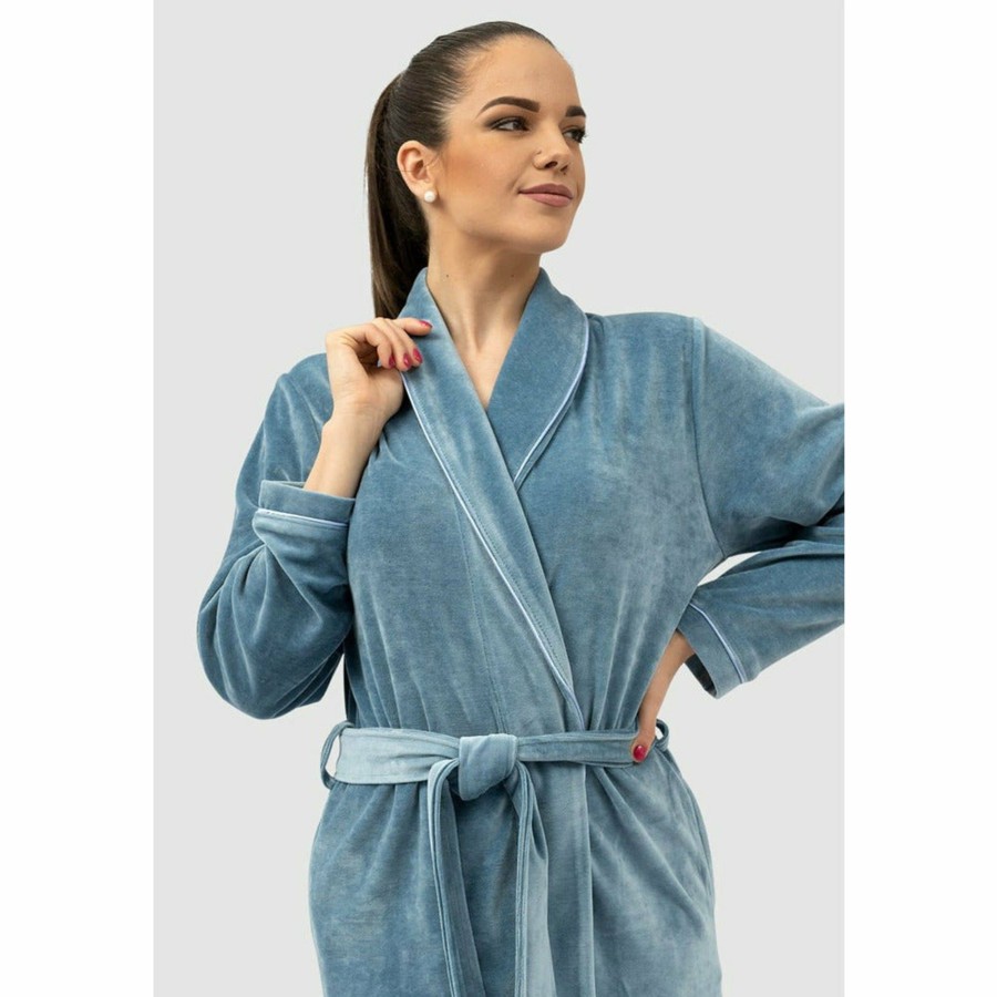 Sleepwear Belmanetti | Geneve Modal And Cotton Long Robe With Shawl Collar