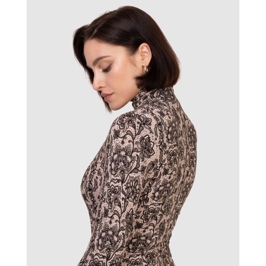 Bodysuits Oh!Zuza | Printed Viscose Rollneck Long Sleeve Bodysuit