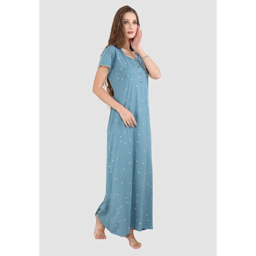 Sleepwear Sweet Dreams | Long Floral Embroidery Pure Cotton Nighty