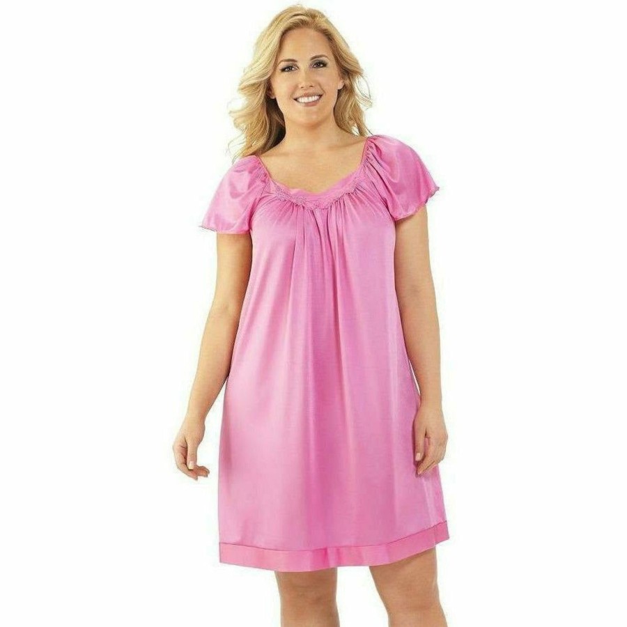 Plus Exquisite Form | Short Flutter Sleeve Nylon Nightgown