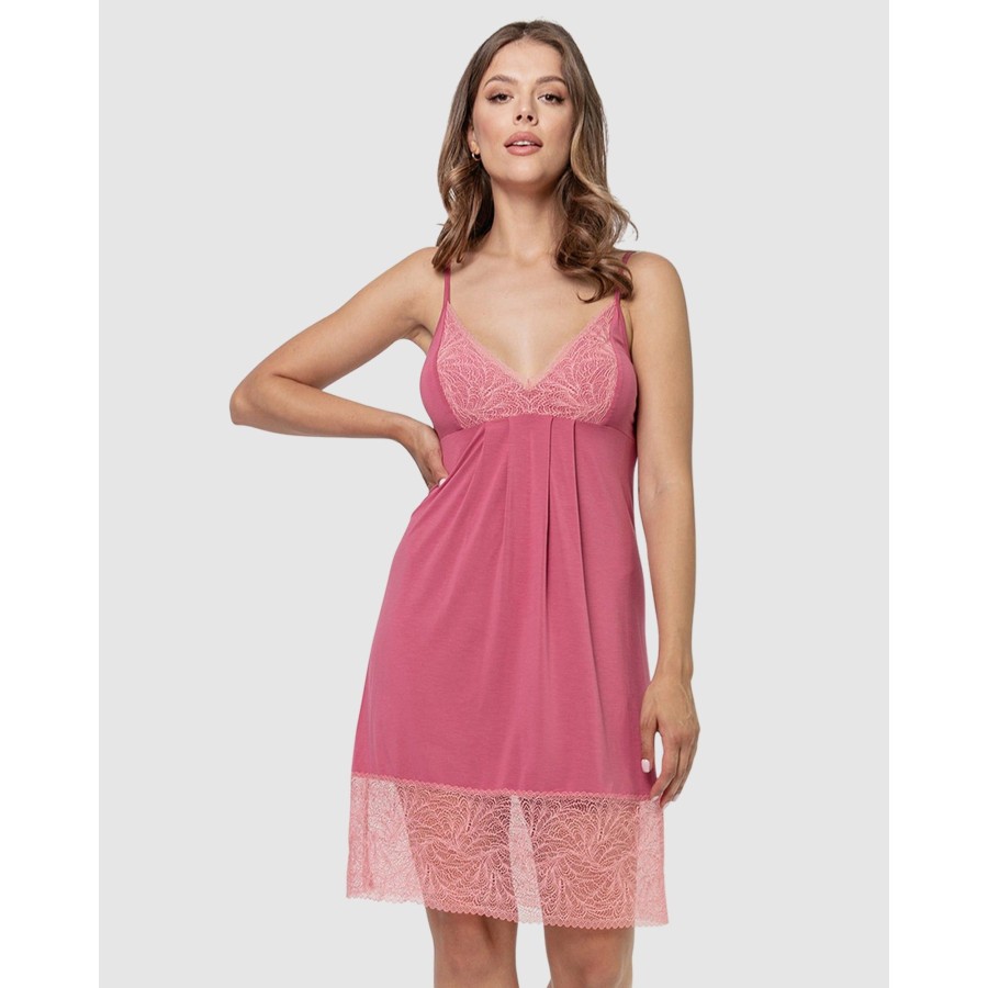 Sleepwear Oh!Zuza | Viscose Lace Thin Strap Chemise Nightdress