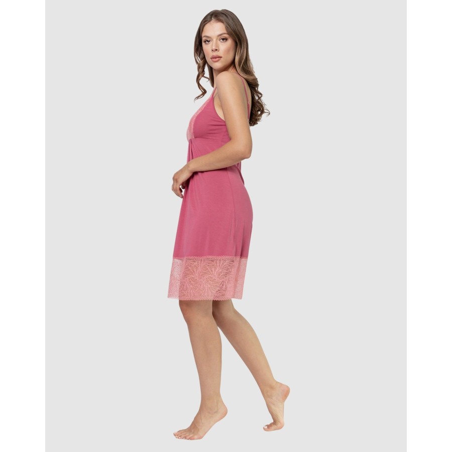 Sleepwear Oh!Zuza | Viscose Lace Thin Strap Chemise Nightdress