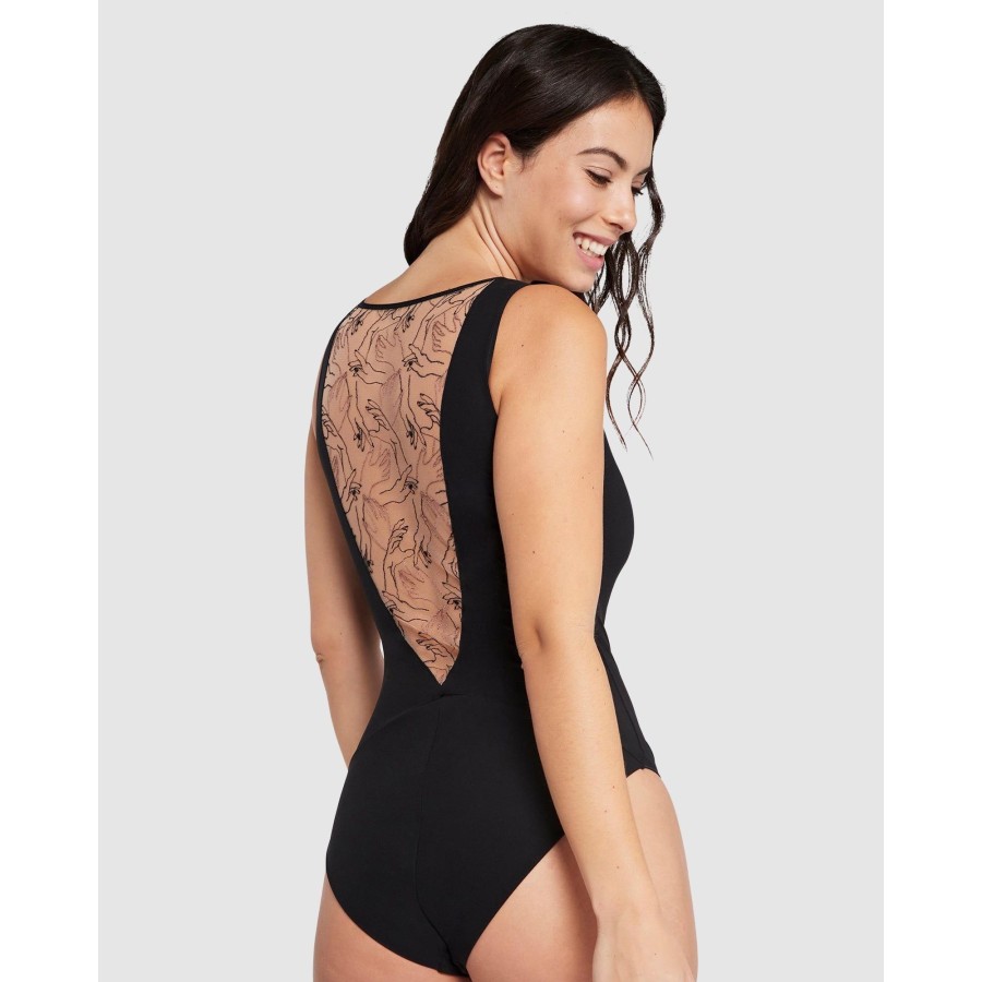 Bodysuits Sans Complexe | Tamara Embroidered Back Sleeveless Lingerie Bodysuit