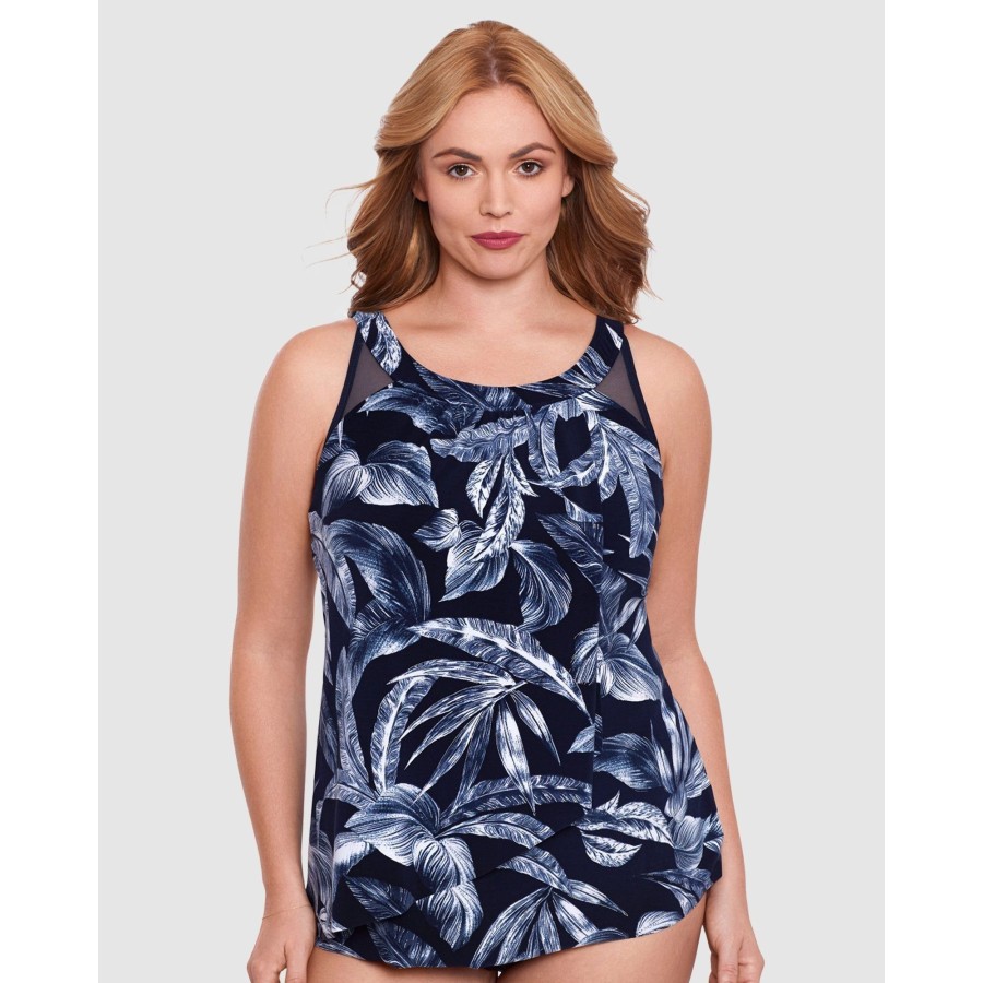 Swim Miraclesuit Swim | Tropica Toile Ursula High Neck Underwired Plus Size Tankini Top