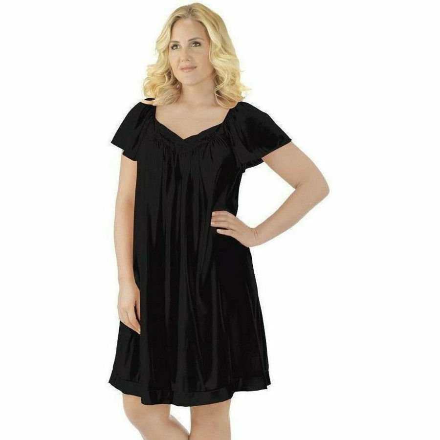 Plus Exquisite Form | Short Flutter Sleeve Nylon Nightgown