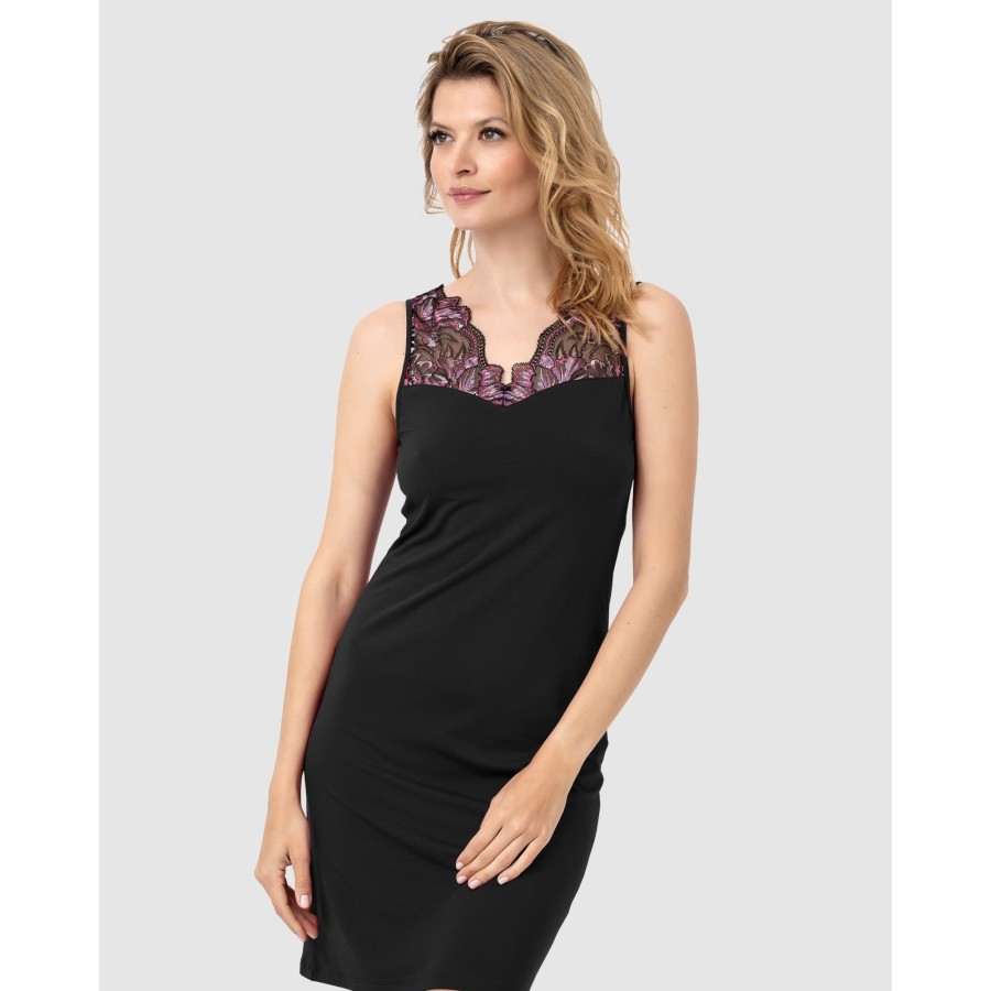 Plus Oh!Zuza | Viscose Lace Trim Short Nightie