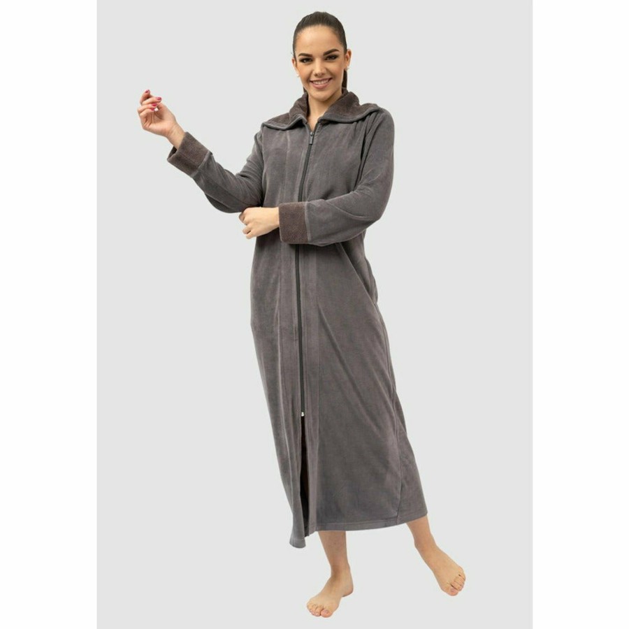 Sleepwear Belmanetti | Aspen Long Zip-Up Women'S Bamboo Velour Robe