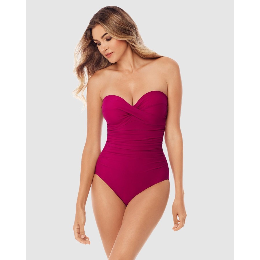 Plus Miraclesuit Swim | Rock Solid Madrid Strapless Shaping Swimsuit