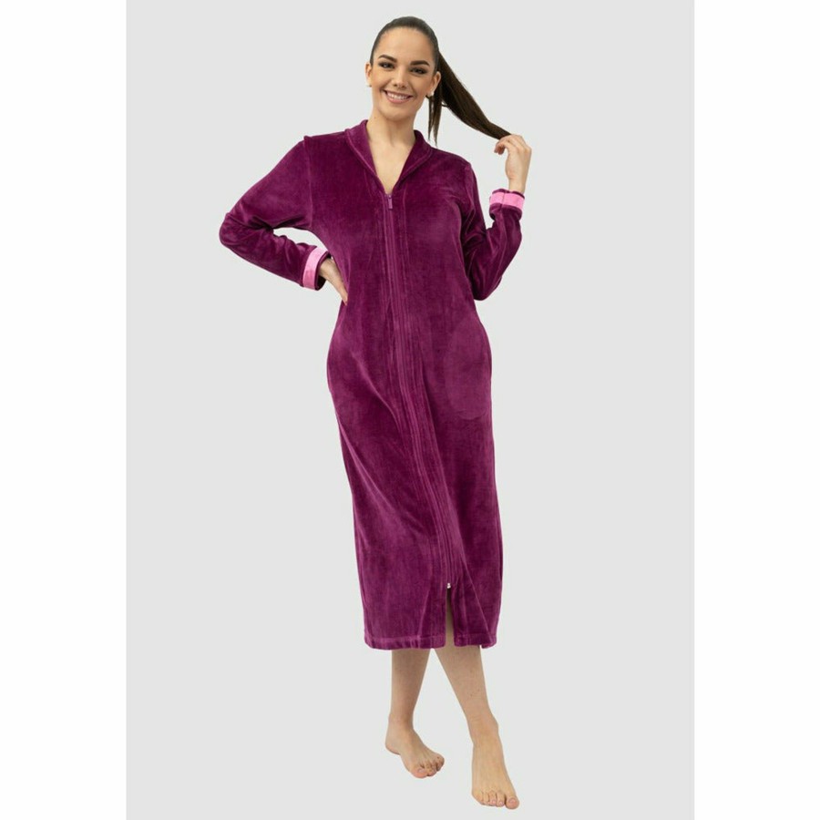 Sleepwear Belmanetti | Geneve Modal And Cotton Zip-Up Long Women'S Robe