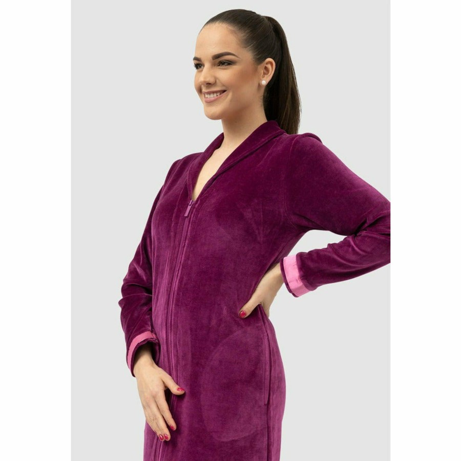 Sleepwear Belmanetti | Geneve Modal And Cotton Zip-Up Long Women'S Robe