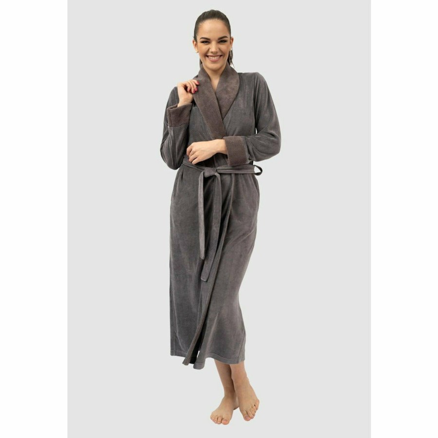 Sleepwear Belmanetti | Aspen Shawl Collar Long Bamboo Velour Robe With Belt