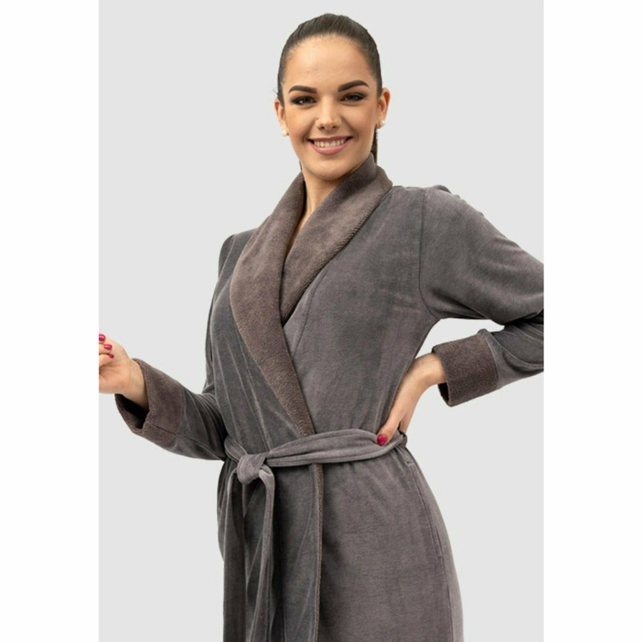 Sleepwear Belmanetti | Aspen Shawl Collar Long Bamboo Velour Robe With Belt