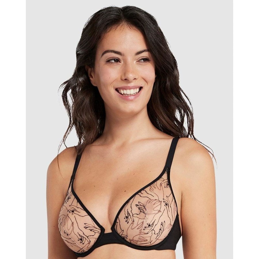 Bras Sans Complexe | Tamara Embroidered Tulle Wired Plunge Bra