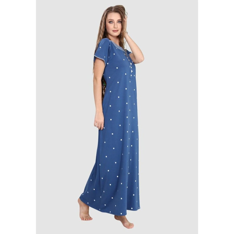 Sleepwear Sweet Dreams | Long Button Up Neckline Pure Cotton Nighty