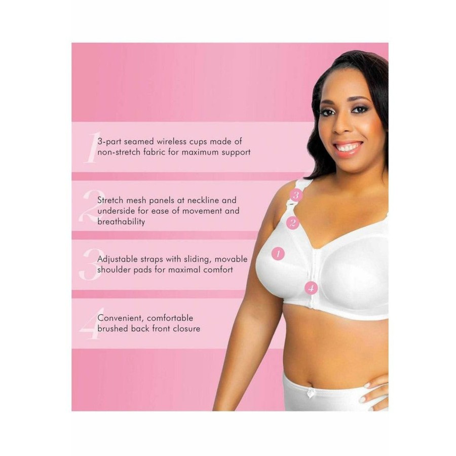 Bras Exquisite Form | Front Close Cotton Classic Support Plus Size Bra