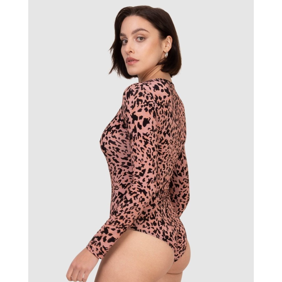 Bodysuits Oh!Zuza | Printed Viscose Boat Neck Long Sleeve Bodysuit