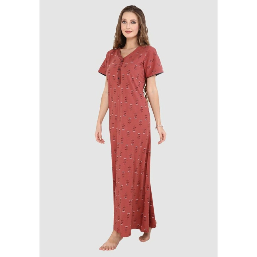 Sleepwear Sweet Dreams | Long Button Up Neckline Pure Cotton Nighty